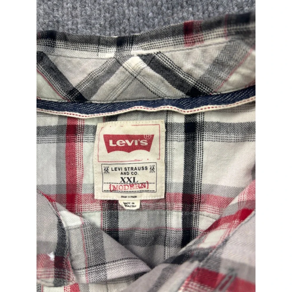 Levi Western Shirt Mens XXL Multicolor Plaid Modern Fit Long Sleeve Pearl Snap